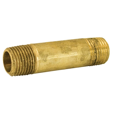 Jones Stephens 3/8in. x 1-1/2in. Yellow Brass Long Nipple P13624